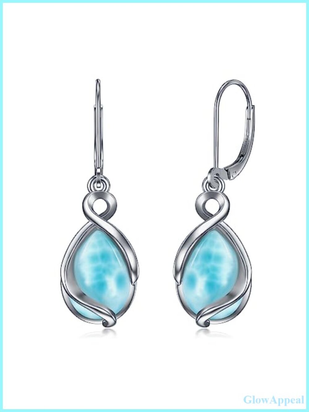 Sterling Silver Larimar Teardrop Dangle Drop Earrings 925 Hypoallergenic
